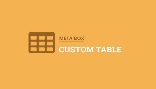 Meta Box Custom Table